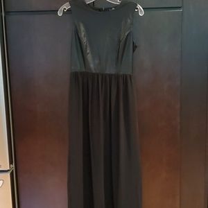 Black mini dress with maxi overlay